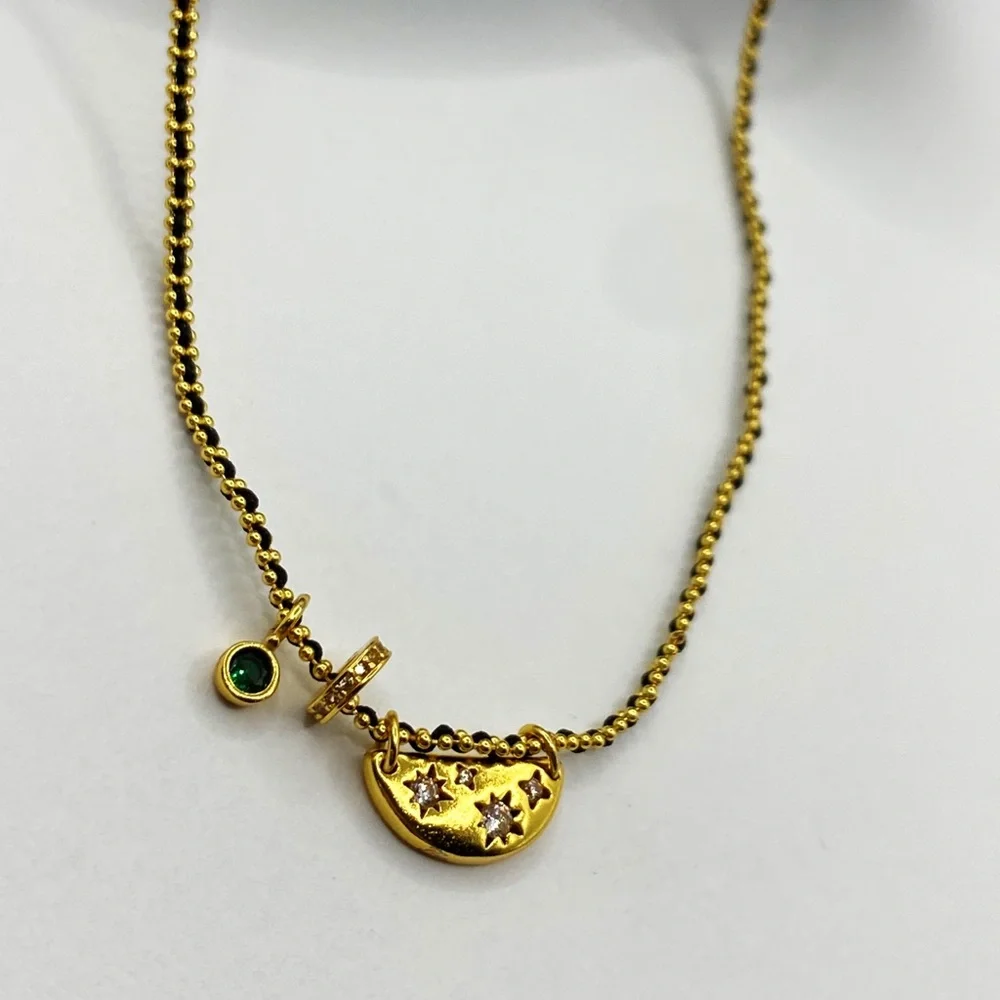 NEW Gold Crescent Moon & Star Pendant Layering Necklace